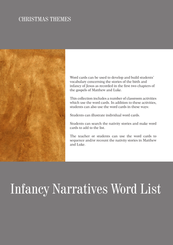 Word Cards - The Infancy and Childhood of Jesus | Teaching Resources