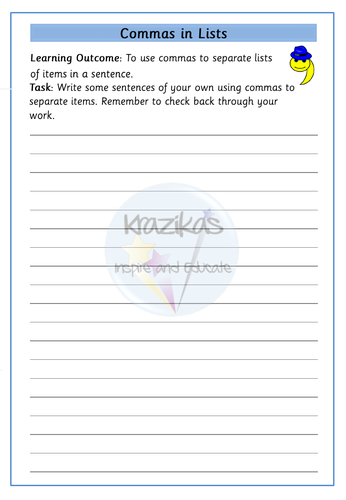 Commas In Lists | Teaching Resources