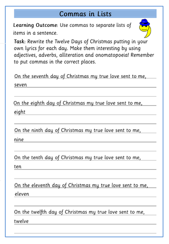 Commas In Dates Worksheet