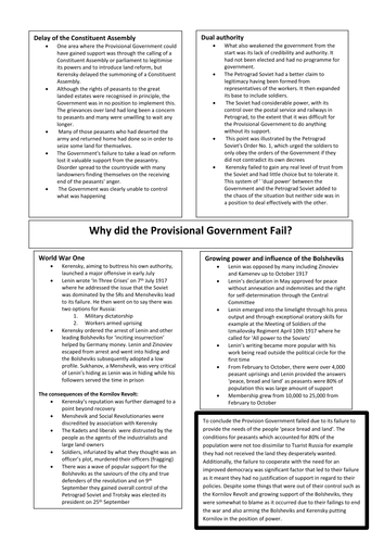 why did the provisional government fail essay