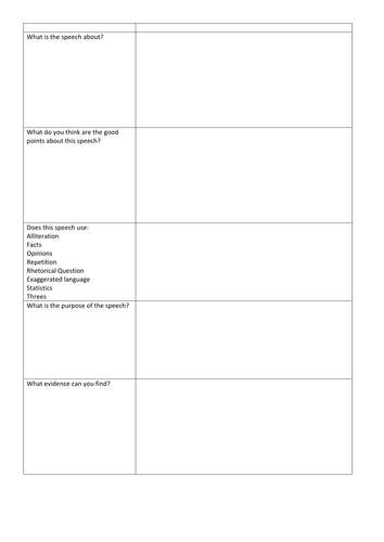 speech analysis template