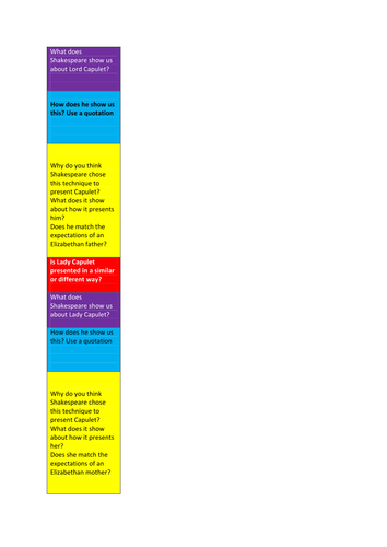 Romeo & Juliet new specification UPDATED Act 1 scene 2 and act 1 scene 3 WHAT HOW WHY instead of PEE