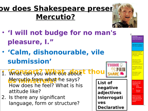 Romeo and Juliet act 3 scene 1 The fight scene new specification 9-1 updated with structure strip