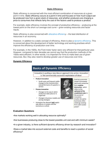 Static and dynamic efficiency revision notes