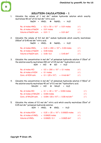 ChemSchool: Solution calculations