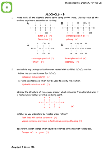 ChemSchool: Alcohol molecules