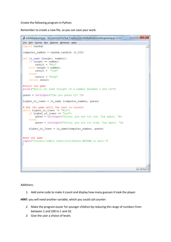 Number guessing game for python