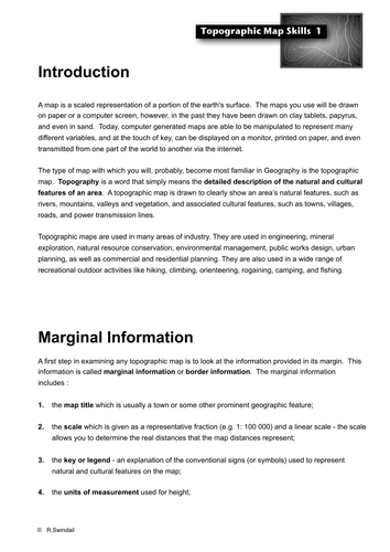 Topographic Map Skill 1 - Introduction and marginal information