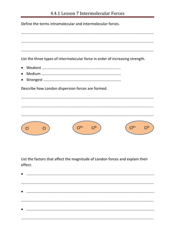 Intermolecular forces and Simple molecules | Teaching Resources