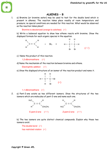 ChemSchool: Alkene chemistry