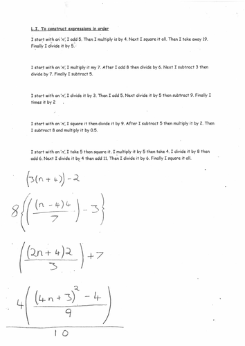Introduction to Algebra - Year 6 with 3 levels of differentiation ...