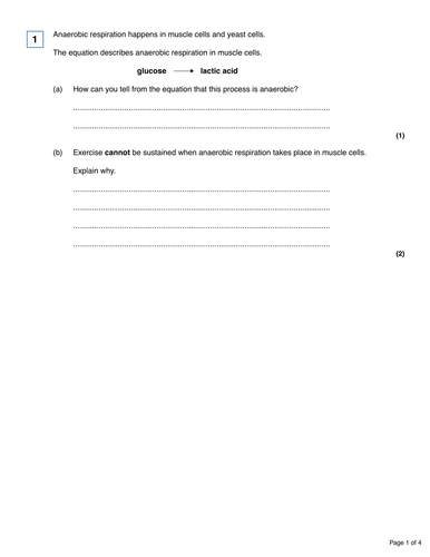 AQA Biology 4.4- L4 Anaerobic Respiration | Teaching Resources