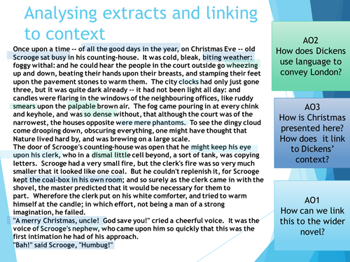 NEW GCSE 9-1 AQA A CHRISTMAS CAROL BUNDLE EXTRACTS - SCAFFOLDED AO1 AO2 AO3 (STAVE 1)