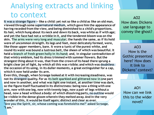 NEW GCSE 9-1 AQA A CHRISTMAS CAROL BUNDLE EXTRACTS - SCAFFOLDED AO1 AO2 AO3 (STAVE 2)