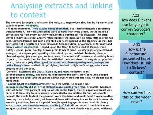 NEW GCSE 9-1 AQA A CHRISTMAS CAROL BUNDLE EXTRACTS - SCAFFOLDED AO1 AO2 AO3 (STAVE 3)