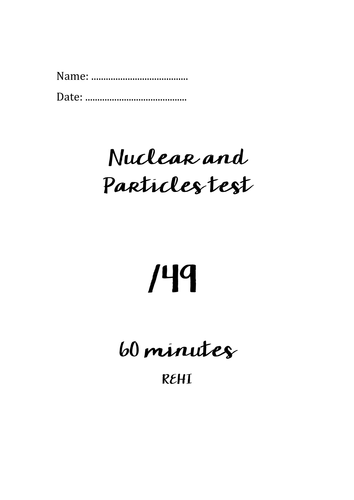 Nuclear and Particle Physics test OCR KS5 A level