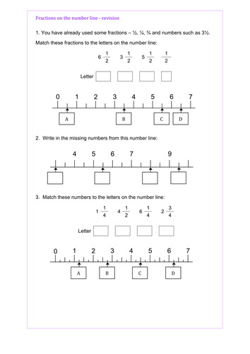 Maths KS2 Ordering of fractions Year 3. Revision, worksheet and