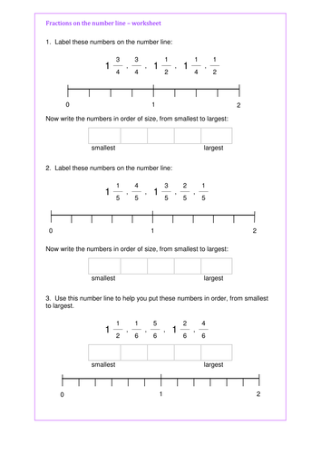 maths ks2 ordering of fractions year 3 revision worksheet and