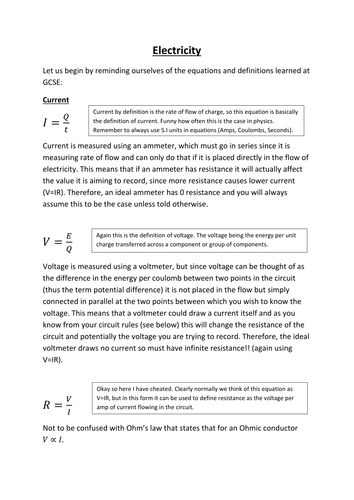 Answers to the A-level Electricity Booklet