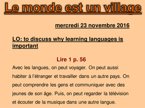 Le monde est un village - Studio 3 Vert Module 3 Unit 2 | Teaching ...