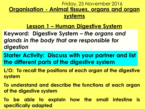 NEW AQA 9 -1 TRILOGY BIOLOGY - UNIT 2 - ORGANISATION | Teaching Resources