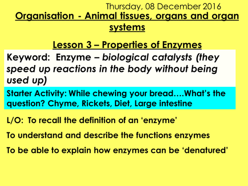 NEW AQA 9 -1 TRILOGY BIOLOGY - UNIT 2 - ORGANISATION | Teaching Resources