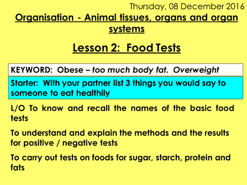 NEW AQA 9 -1 TRILOGY BIOLOGY - UNIT 2 - ORGANISATION | Teaching Resources