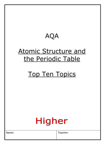 AQA GCSE Chemistry Atomic Structure and Periodic Table | Teaching Resources