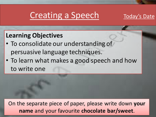 Eduqas Component 2 Writing Skills- writing a speech