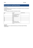 Procedures and functions practical for GCSE Computer Science using ...