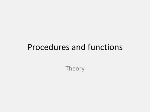 Procedures and functions theory for GCSE Computer Science