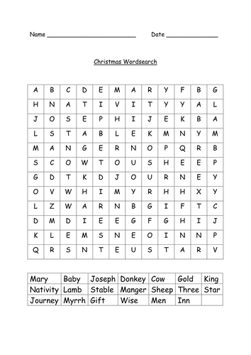 Christmas Wordsearches  Teaching Resources