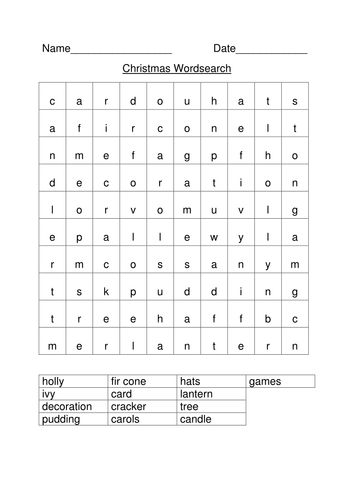 Christmas Wordsearches  Teaching Resources