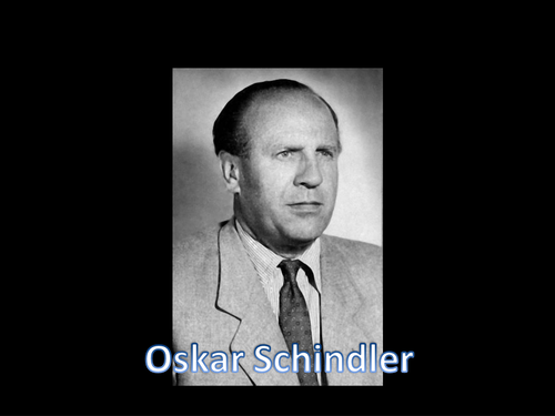 Powerpoint presentation about Jewish sympathisers in the Holocaust, e.g. Oskar Schindler