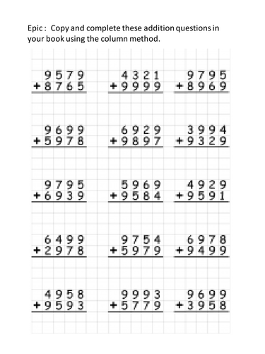 Place Value and column Addition Week YEAR 5 | Teaching Resources