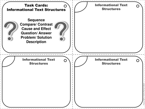 Informational Text Structures Task Cards | Teaching Resources