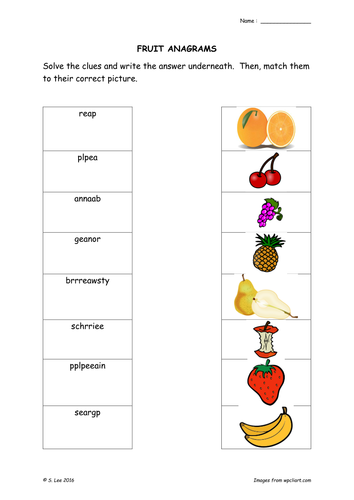 Literacy word work:  food theme