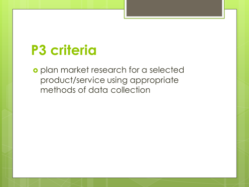 BTEC Level 3 Business Studies Unit 10 Market Research P3 and M2