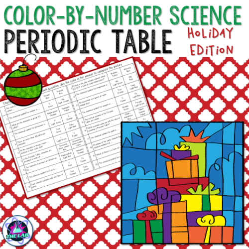 holiday themed periodic table color by number activity teaching resources