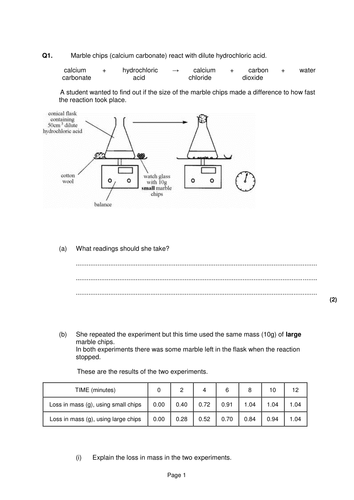 GCSE Chemistry - Rates of Reaction Surface Area | Teaching Resources