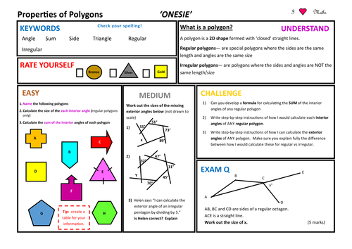 Properties of Polygons ONESIE
