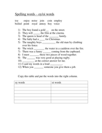 Spelling practice sheets 'oi & oy' sounds/words. KS2. Look, cover ...