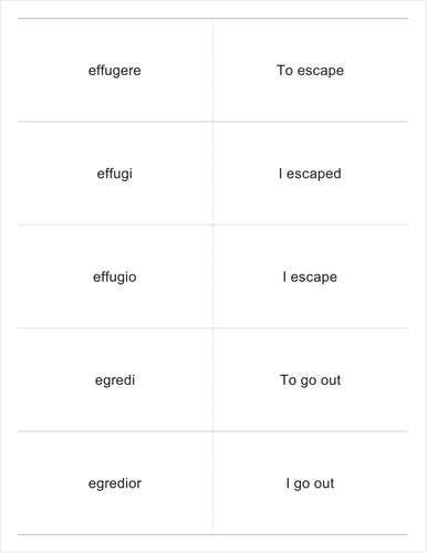 Latin verbs OCR effugio-nuntiatus FLASHCARDS