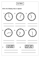 Spanish - Time Worksheet | Teaching Resources