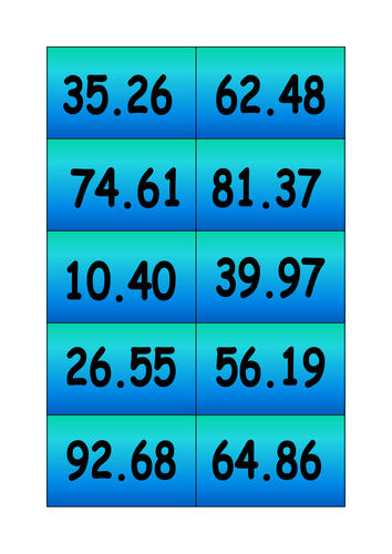 Snakes and ladders multiplying numbers with 1 and 2 decimal places by 10 and 100