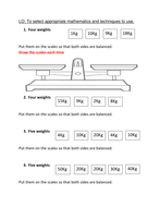 Maths reasoning activity KS2 - Balancing weighing scales. Year 5&6 ...