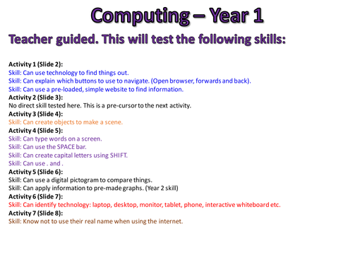 Computing Assessments - Year 1