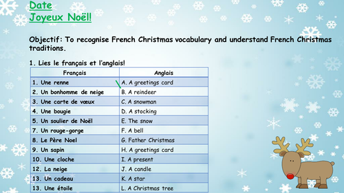 French Christmas Lesson - KS3 + KS4 - Vocabulary, traditions and games
