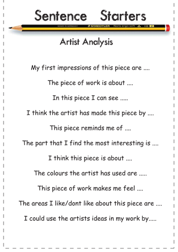 Art Vocab Bank and Sentence Starter help sheets