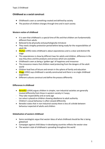 Key notes Childhood sociology